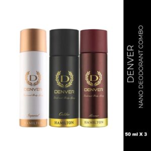 DENVER Caliber,Honour & Imperial Nano Travel Size Pack Deo Perfume Body Spray - For Men (50ml X 3 )