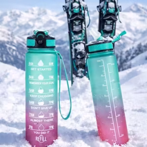 Motivational Water Bottle “Stylish Gradient Plastic Water Bottle with Flip Cap | Leak Proof | 1 Litre”